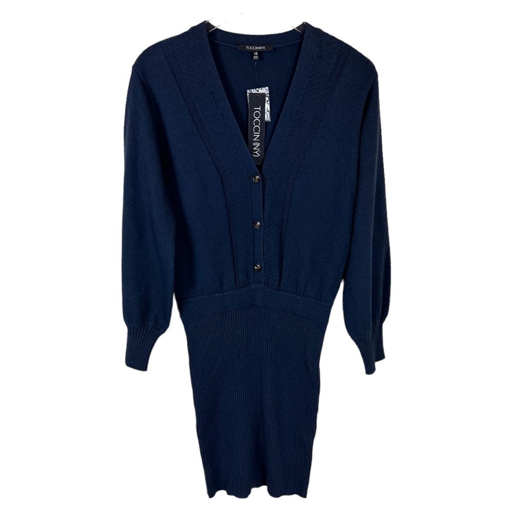 TOCCIN NY FELICITY WOOL BLEND SWEATER DRESS IN MIDNIGHT